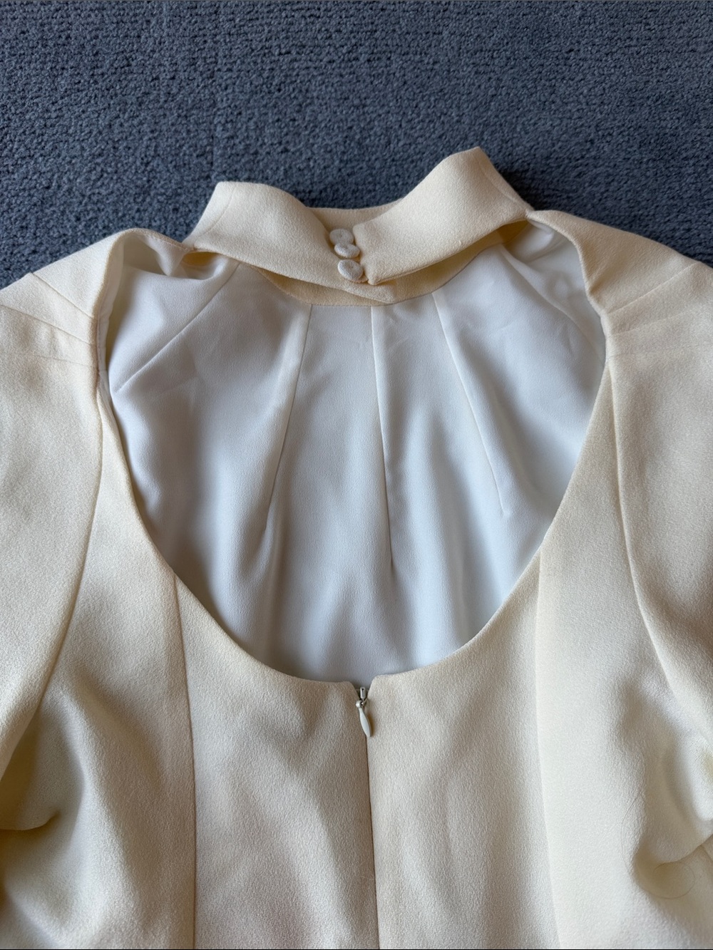 Emilia Wickstead Cream High-Neck Draped Sleeve Blouse - Picture 9 of 11